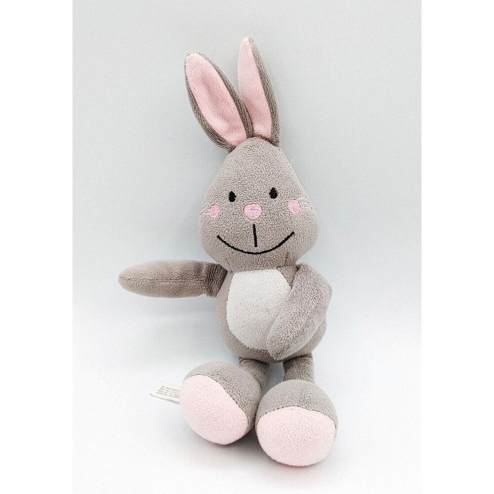 Barrons Educational Series Bunny Rabbit Plush Gray Pink 10" Stuffed Animal